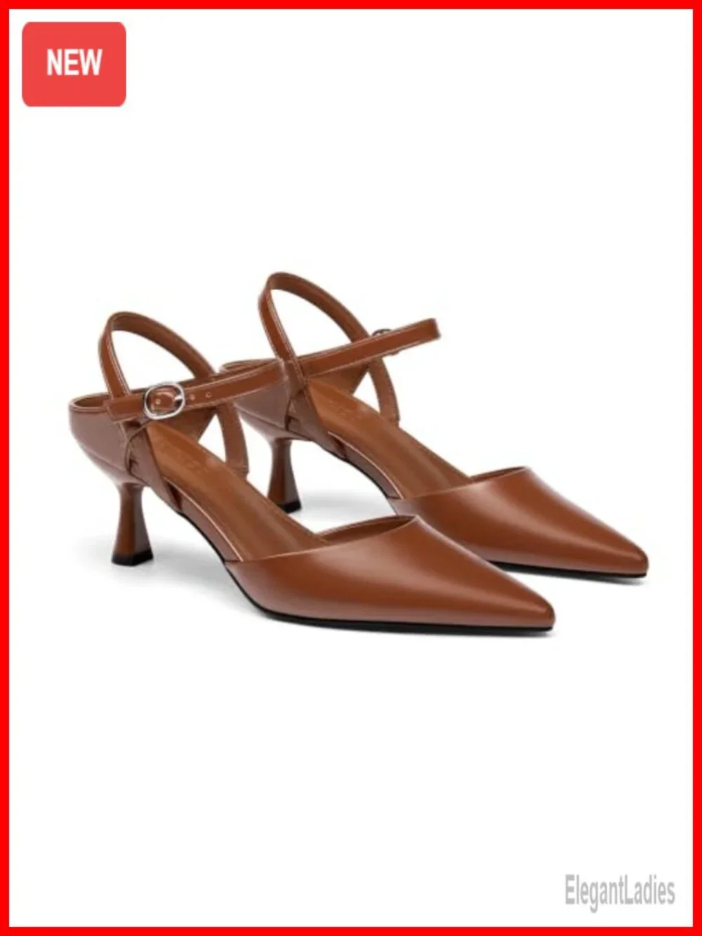 Womens Kitten Heels Dress Shoes Closed Pointed Toe Pumps Adjustable Strap Work